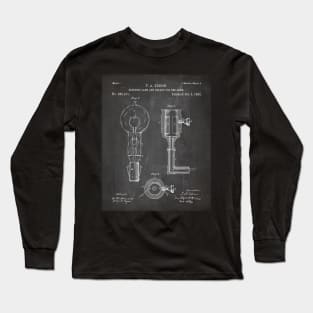 Light Bulb Patent - Edison Invention Industrial Design Art - Black Chalkboard Long Sleeve T-Shirt